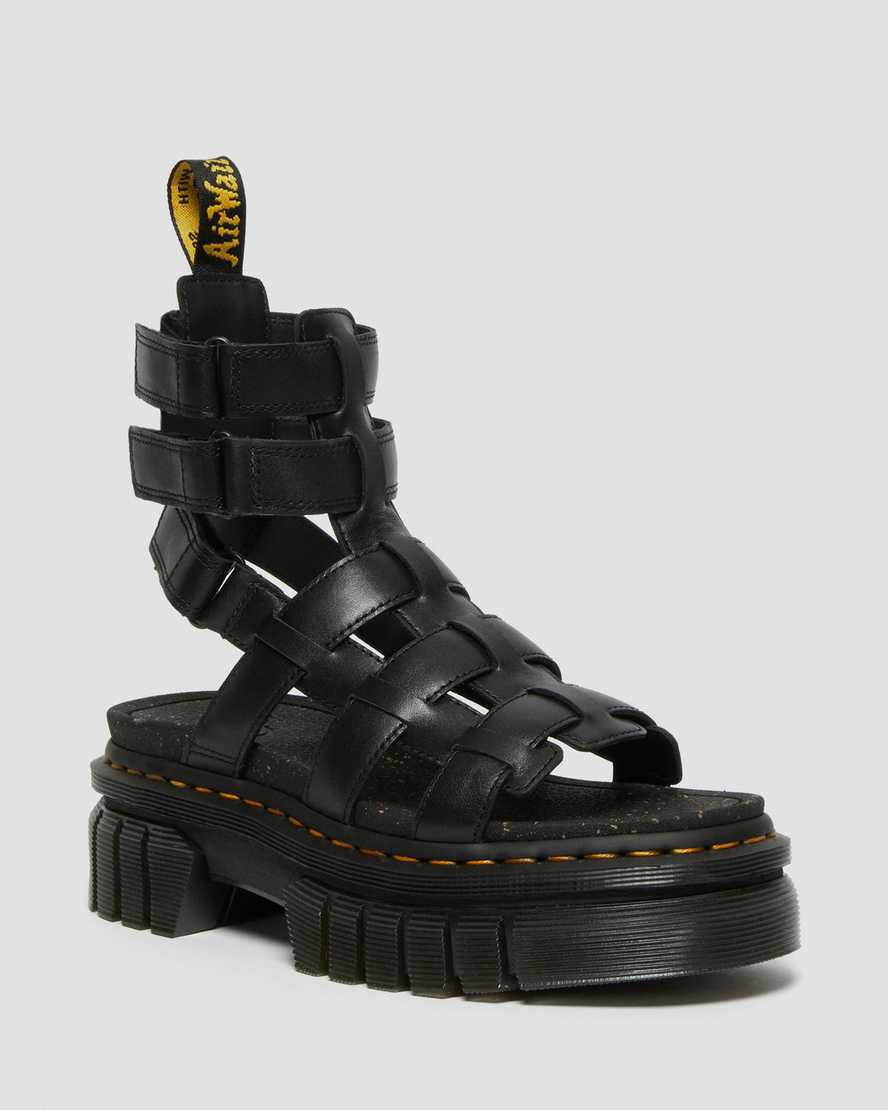 Dr Martens Ricki Nappa Lux Deri Gladiator Kadın Platform Sandalet Siyah  Türkiye |  67523-BKTQ