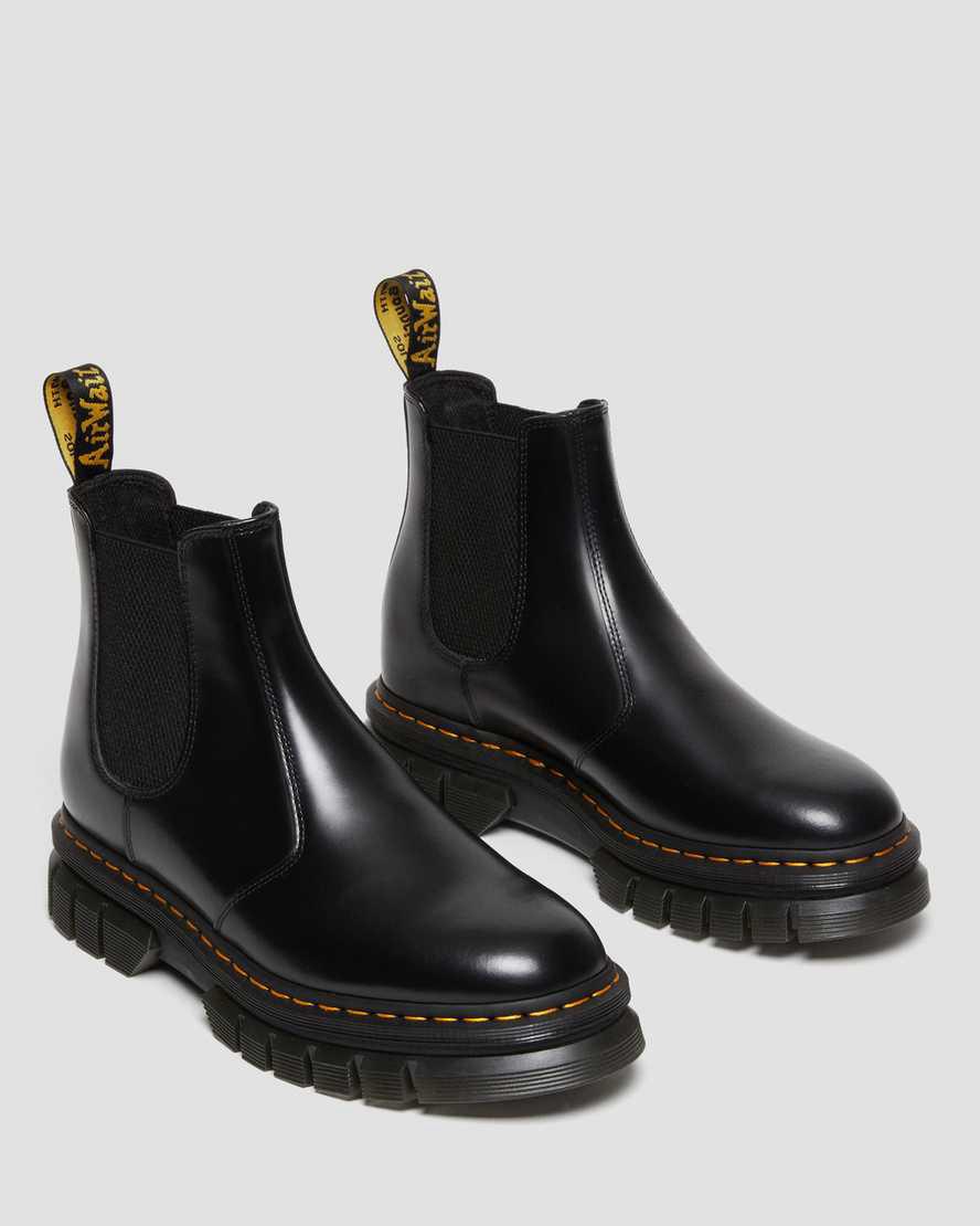 Dr Martens Rikard Polished Smooth Deri Chelsea Kadın Kalın Taban Bot Siyah  Türkiye |  07593-BKPN