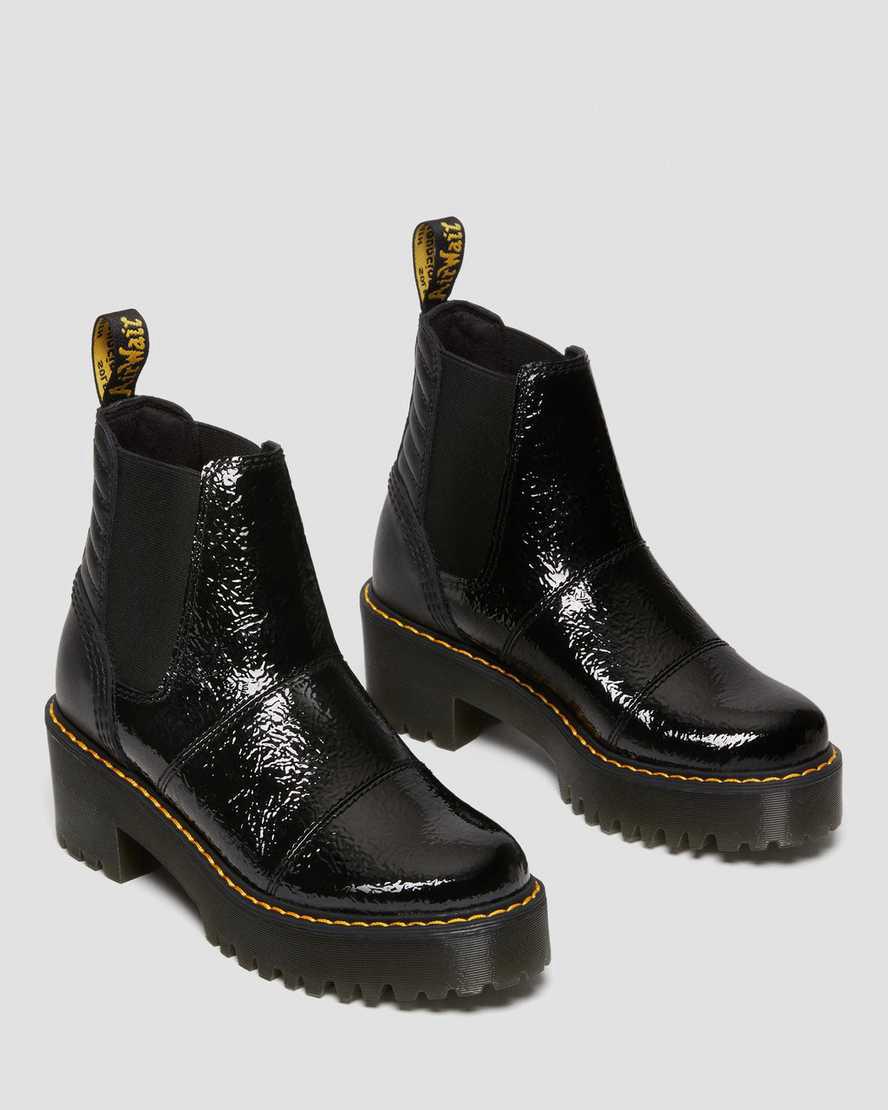 Dr Martens Rozalie Distressed Rugan Chelsea Kadın Topuklu Bot Siyah  Türkiye |  41568-ANUT