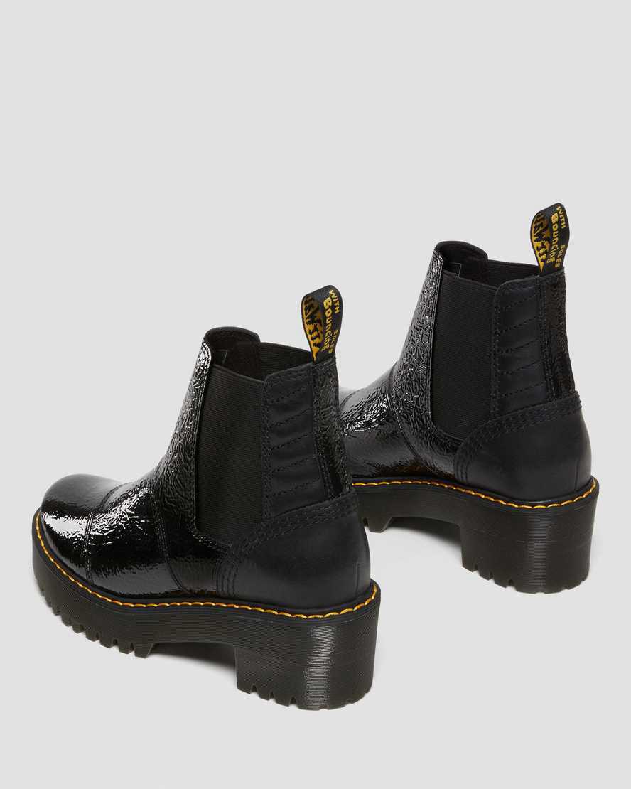 Dr Martens Rozalie Distressed Rugan Chelsea Kadın Topuklu Bot Siyah  Türkiye |  41568-ANUT