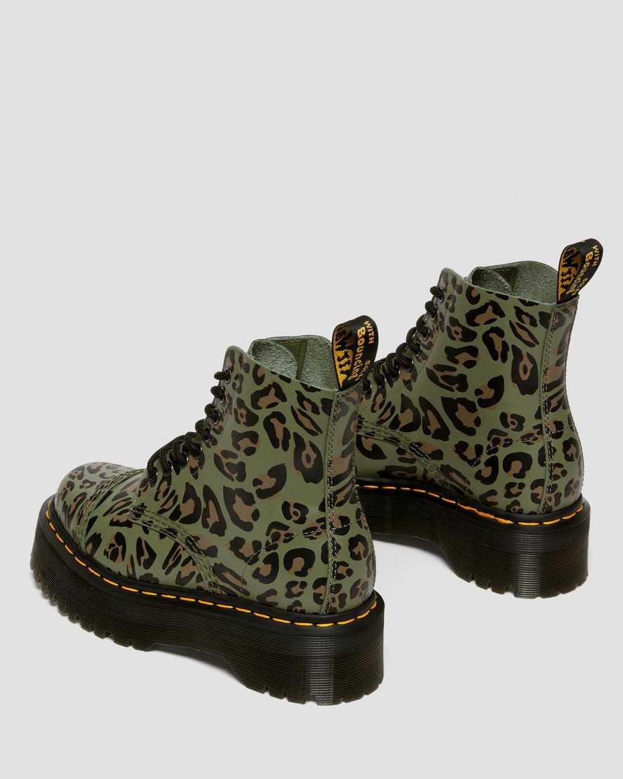 Dr Martens Sinclair Distorted Leopard Print Kadın Kalın Taban Bot Haki Yeşil  Türkiye |  85620-KYZE