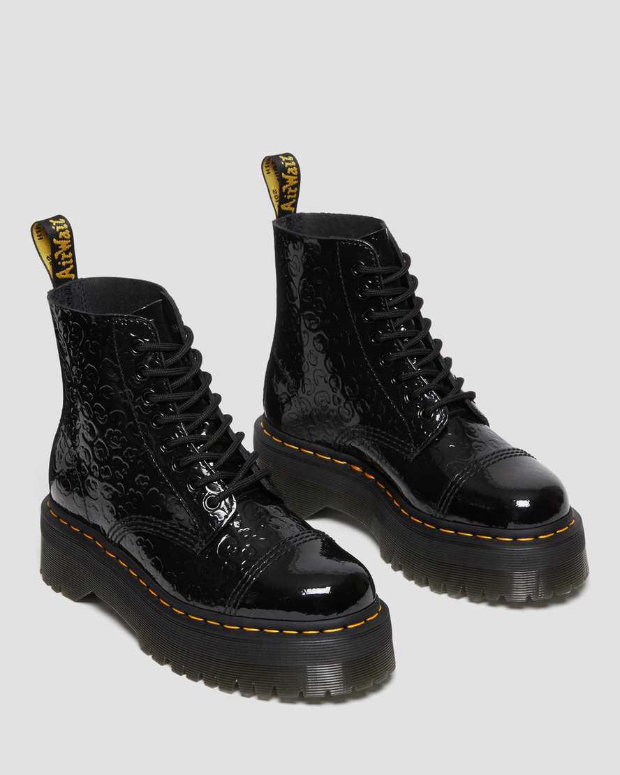 Dr Martens Sinclair Leopard Emboss Rugan Deri Kadın Kalın Taban Bot Siyah  Türkiye |  27598-RUBC