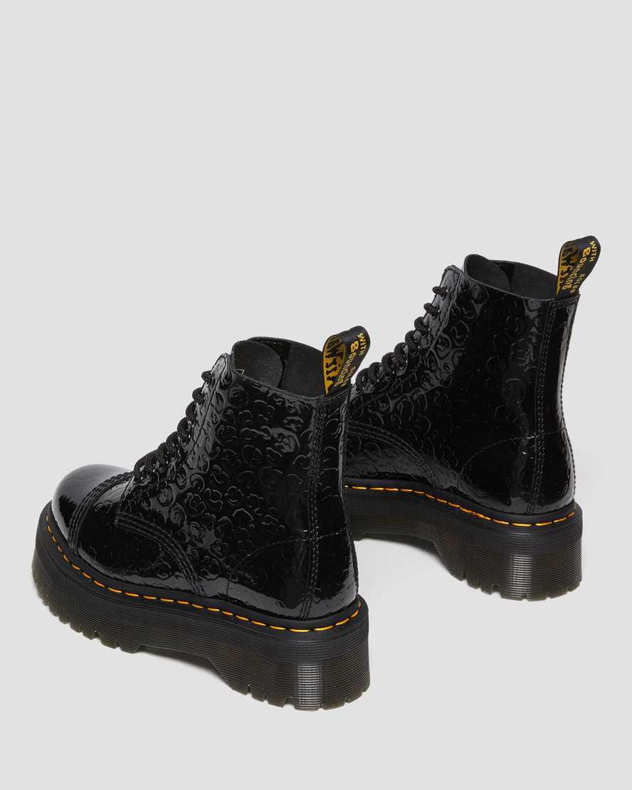 Dr Martens Sinclair Leopard Emboss Rugan Deri Kadın Kalın Taban Bot Siyah  Türkiye |  27598-RUBC