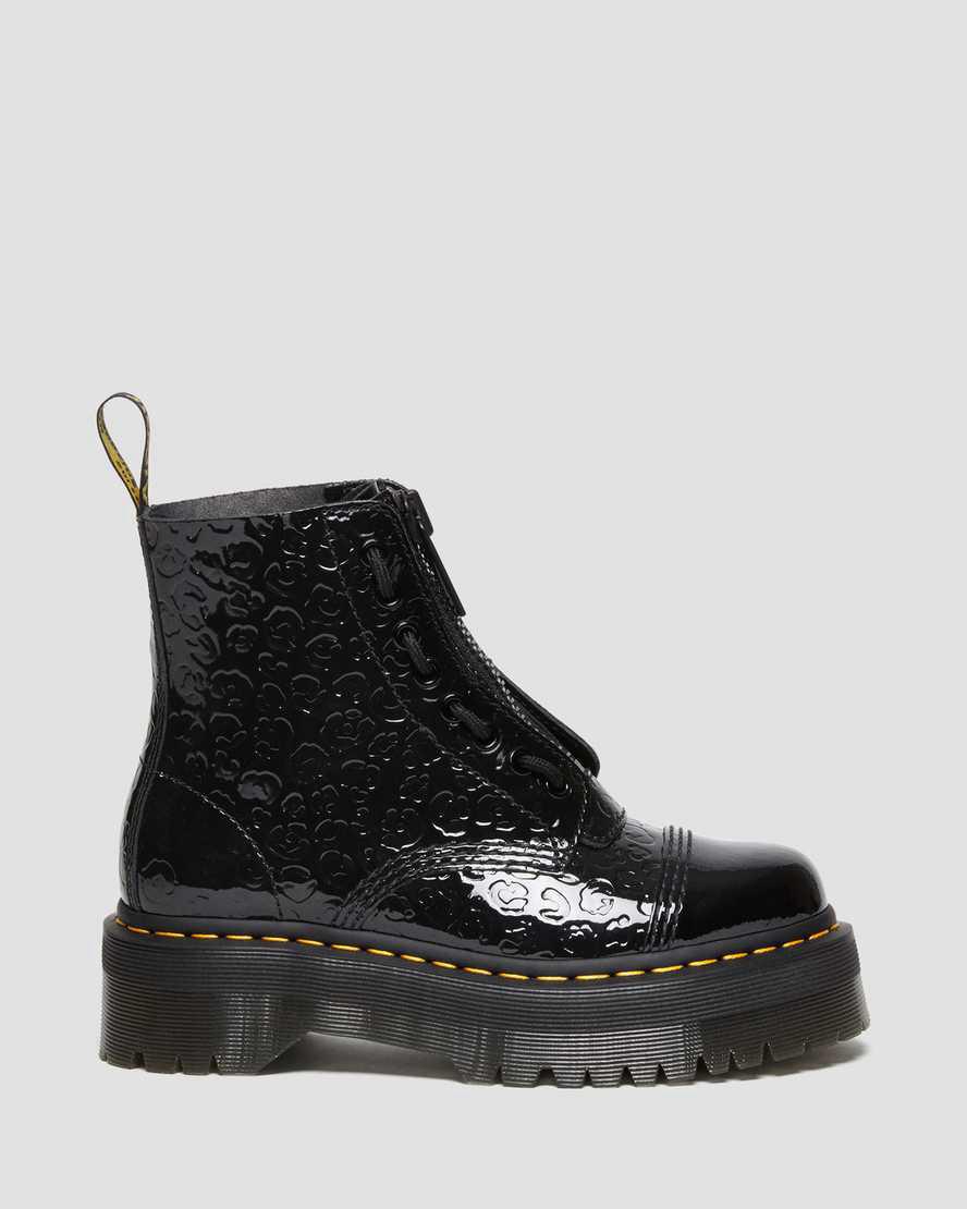 Dr Martens Sinclair Leopard Emboss Rugan Deri Kadın Kalın Taban Bot Siyah  Türkiye |  27598-RUBC