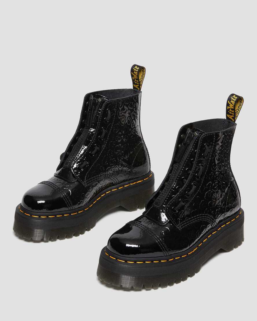 Dr Martens Sinclair Leopard Emboss Rugan Deri Kadın Kalın Taban Bot Siyah  Türkiye |  27598-RUBC