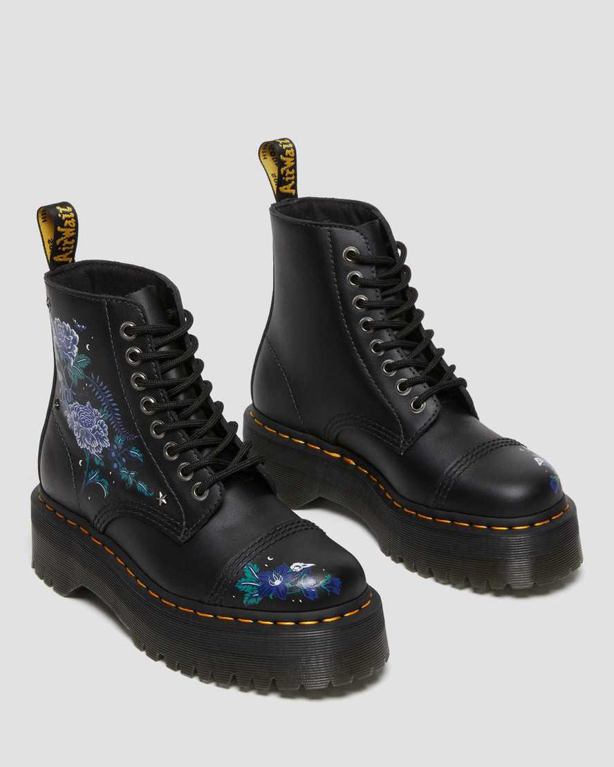 Dr Martens Sinclair Mystic Floral Deri Kadın Kalın Taban Bot Siyah  Türkiye |  20864-KMIY