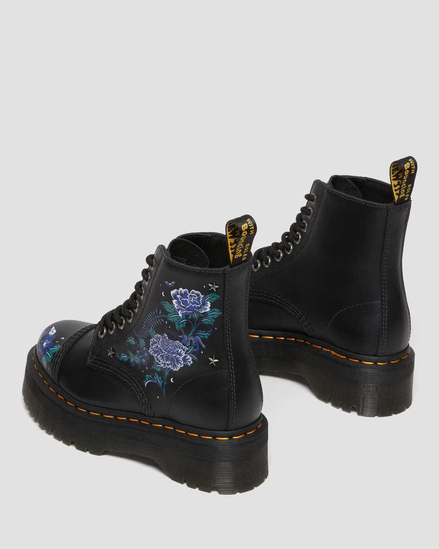 Dr Martens Sinclair Mystic Floral Deri Platform Kadın Bilek Boy Bot Siyah  Türkiye |  41796-SFRM