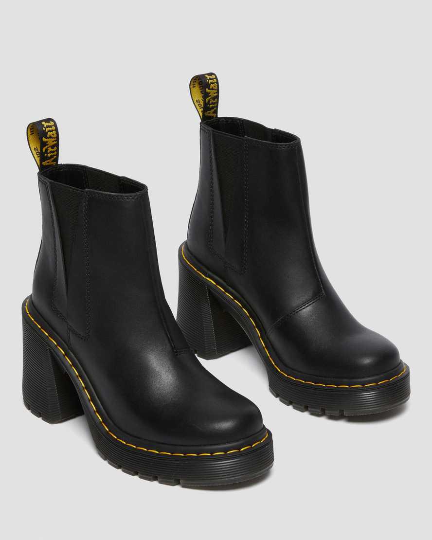 Dr Martens Spence Deri Flared Heel Chelsea Kadın Bilek Boy Bot Siyah  Türkiye |  39714-OTDR