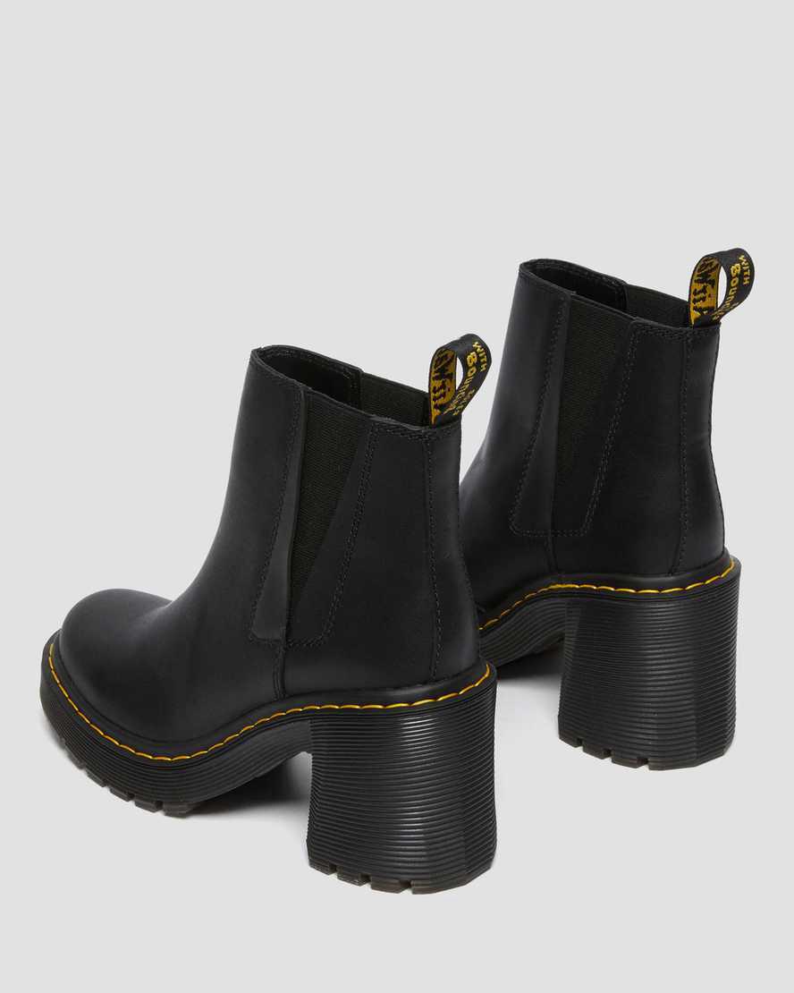 Dr Martens Spence Deri Flared Heel Chelsea Kadın Bilek Boy Bot Siyah  Türkiye |  39714-OTDR