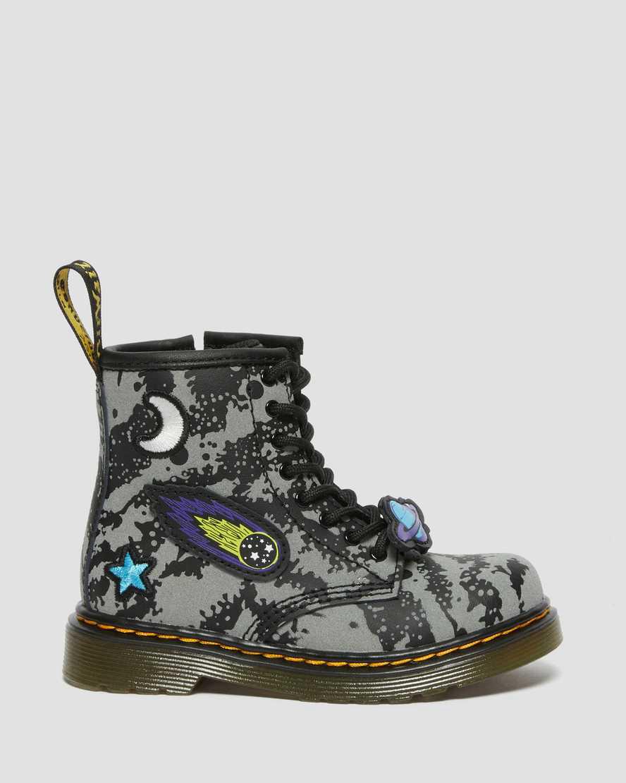 Dr Martens Toddler 1460 Space Reflective Çocuk Bağcıklı Bot Black/Grey  Türkiye |  64897-VIMS