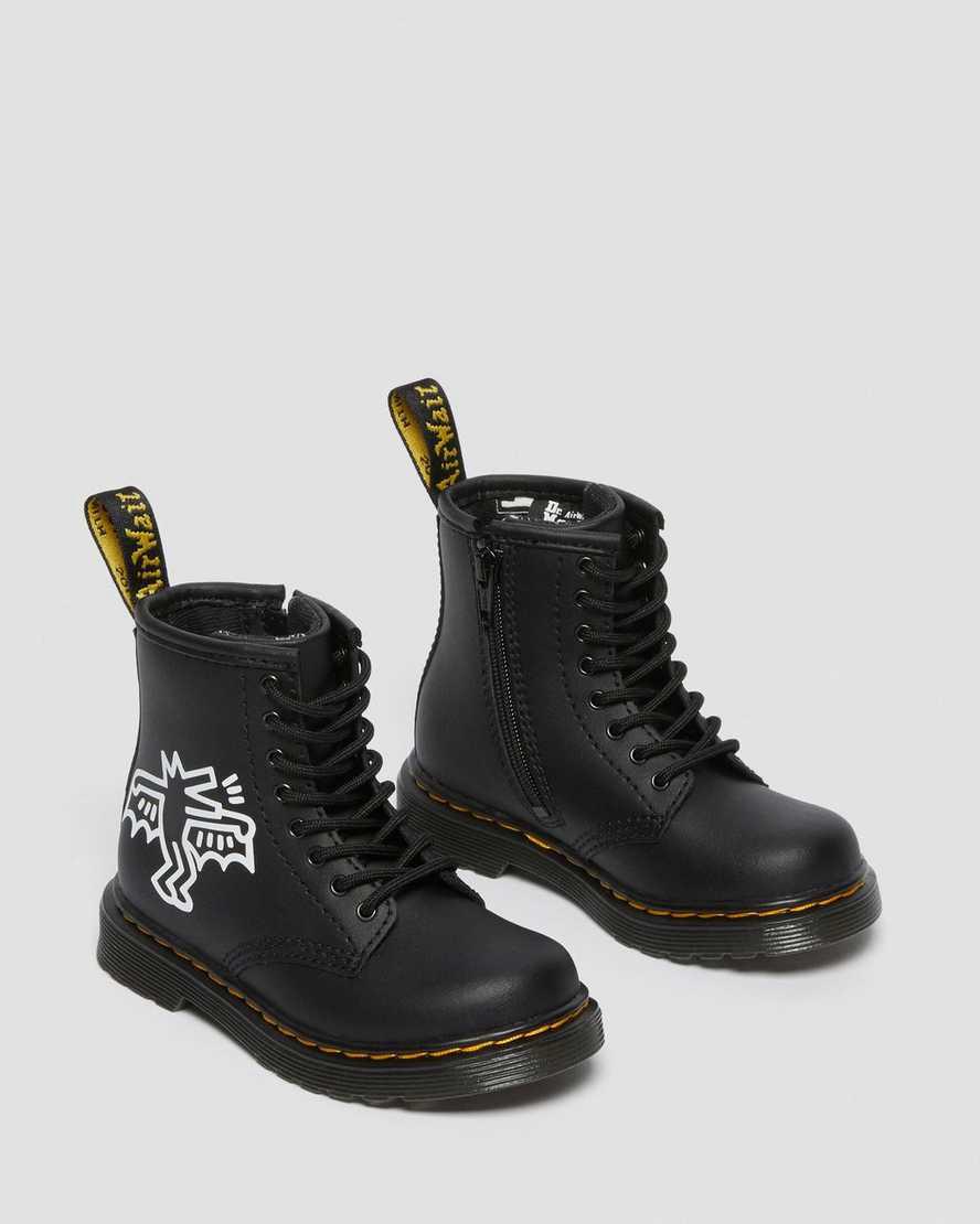 Dr Martens Toddler Keith Haring 1460 Deri Çocuk Bağcıklı Bot Black/White  Türkiye |  71824-UYZI