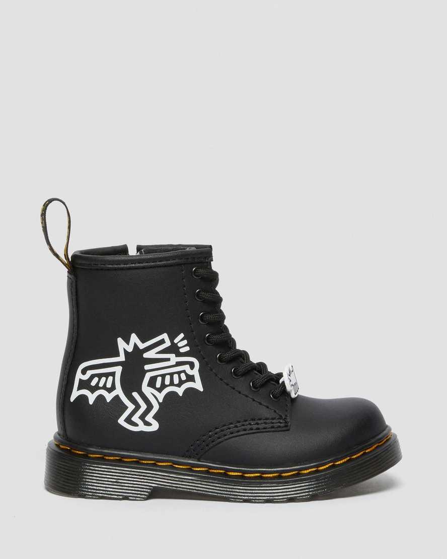 Dr Martens Toddler Keith Haring 1460 Deri Çocuk Bağcıklı Bot Black/White  Türkiye |  71824-UYZI