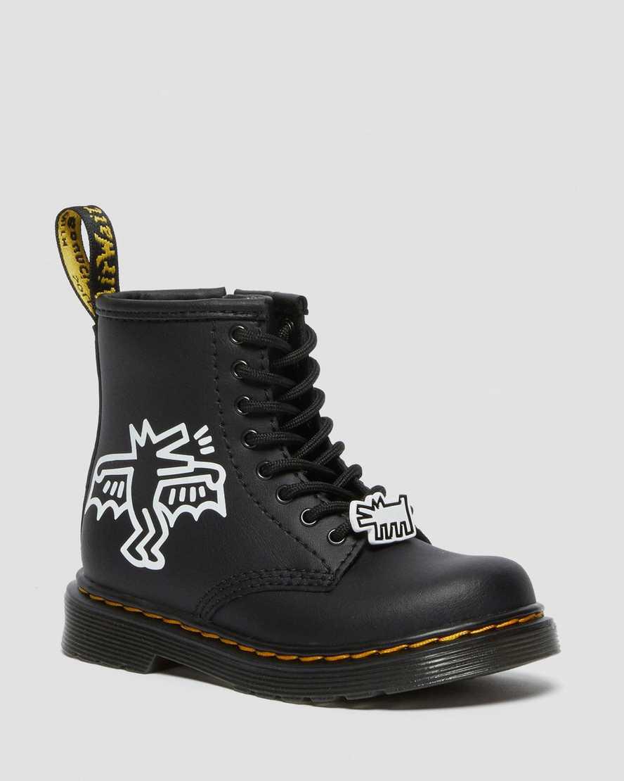 Dr Martens Toddler Keith Haring 1460 Deri Çocuk Bağcıklı Bot Black/White  Türkiye |  71824-UYZI