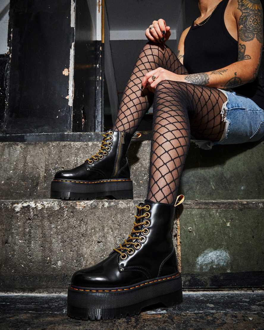 Dr Martens Vegan Jadon Boot Max Platforms Kadın Bilek Boy Bot Siyah  Türkiye |  58693-ALVB